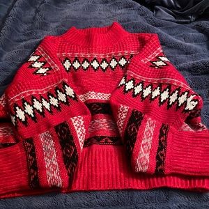 Red, Fair Isle sweater